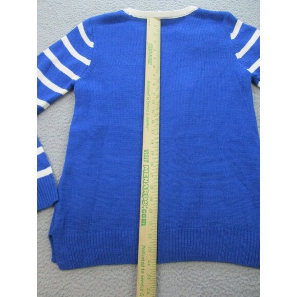 Ugly Christmas Sweater Women's Small Rock N Roll Santa Clause Jingle Bells Blue - Picture 7 of 7